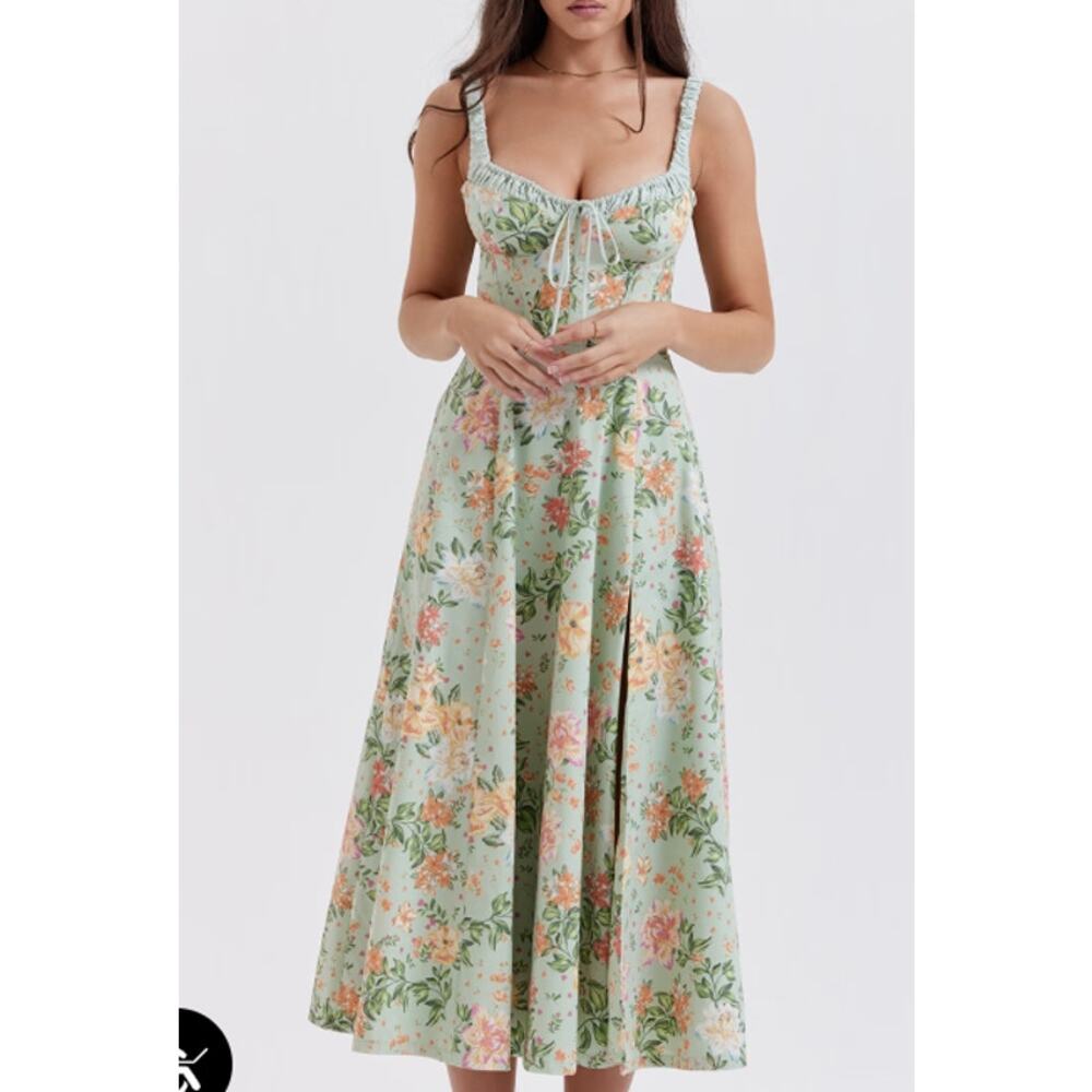 Green Cottage Floral House of CB Dress Size M - Picture 2 of 11